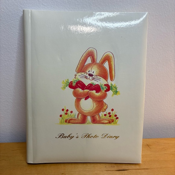 Vintage Baby Photo Diary Album Bunny Rabbit Shower Gift Present Memory Book - Picture 13 of 14